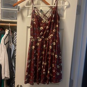 Burgundy red floral dress